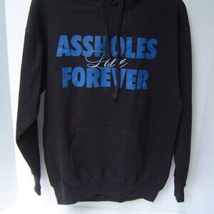 NEW ALF UNISEX BLACK A**HOLES LIVE FOREVER HOODIE  SIZE MEDIUM NEW WITHO…